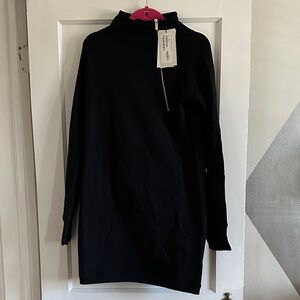 Marcella NYC Alani Black High-Neck Sweatshirt Dress